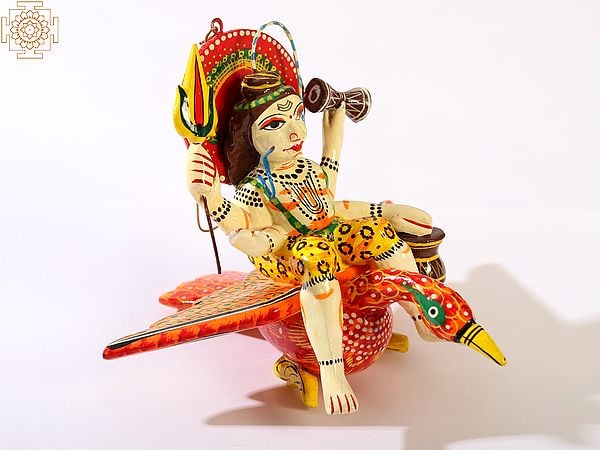 Exotic India Lord Shiva Wood Sculpture Wall Hanging (Varanasi Folk Art) 