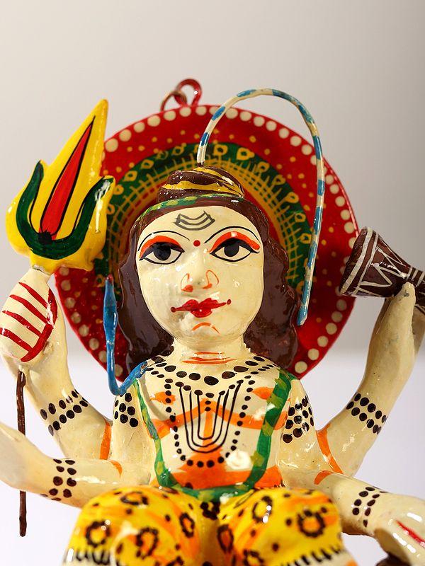 Exotic India Lord Shiva Wood Sculpture Wall Hanging (Varanasi Folk Art) 