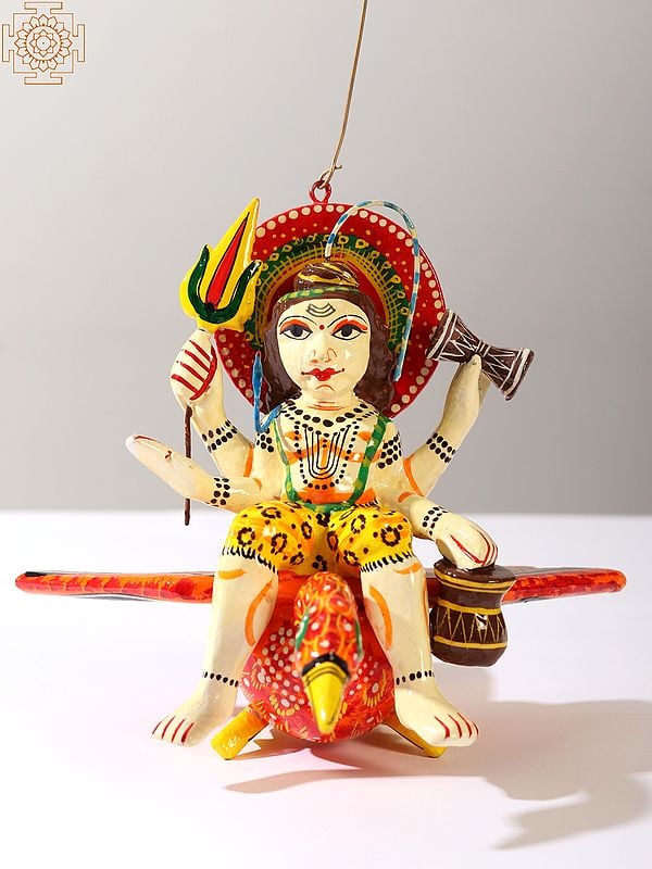 exotic india Lord Shiva Wood Sculpture Wall Hanging (Varanasi Folk Art) 