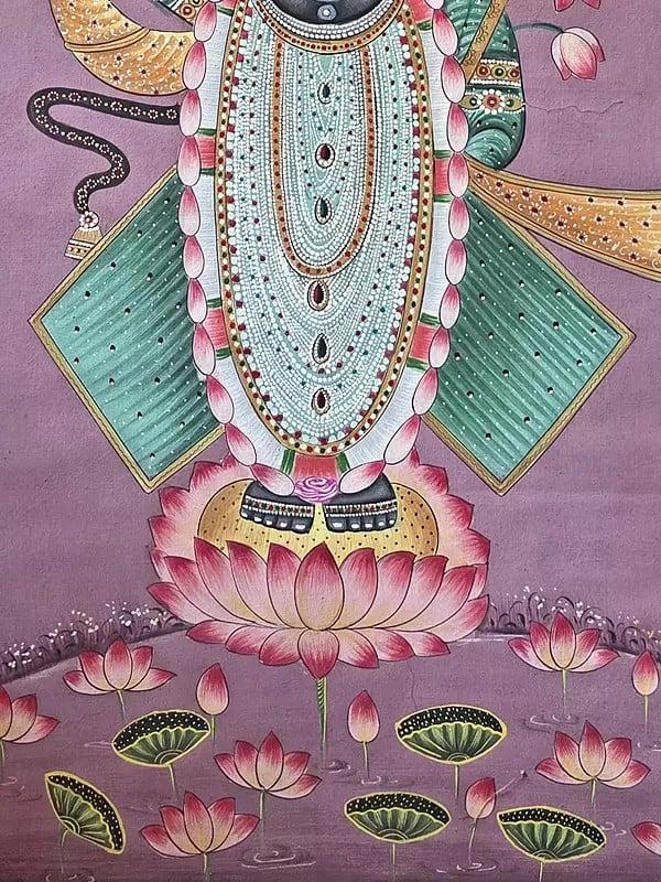 Exotic India Lord Shrinathji Painting | Pichwai Art | Watercolor On Cotton 