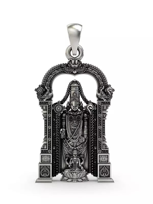exotic india Lord Tirupati Balaji with Goddess Lakshmi Pendant