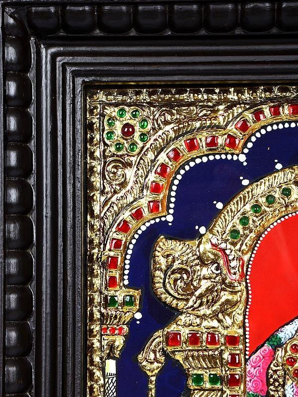 Exotic India Lord Venkateshvara (Tirupati Balaji) | 24 Karat Gold Work | Framed Tanjore Painting