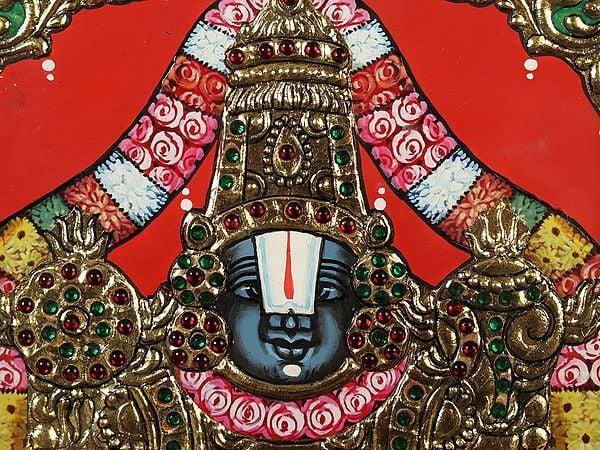 Exotic India Lord Venkateswara Bust | Tanjore Painting With Frame