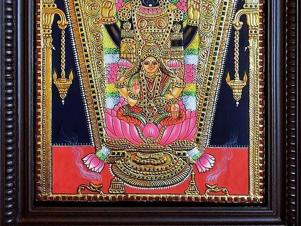 Exotic India Lord Venkateswara (Tirupati Balaji) With Goddess Lakshmi | Prabhu Tanjore Painting | With Frame