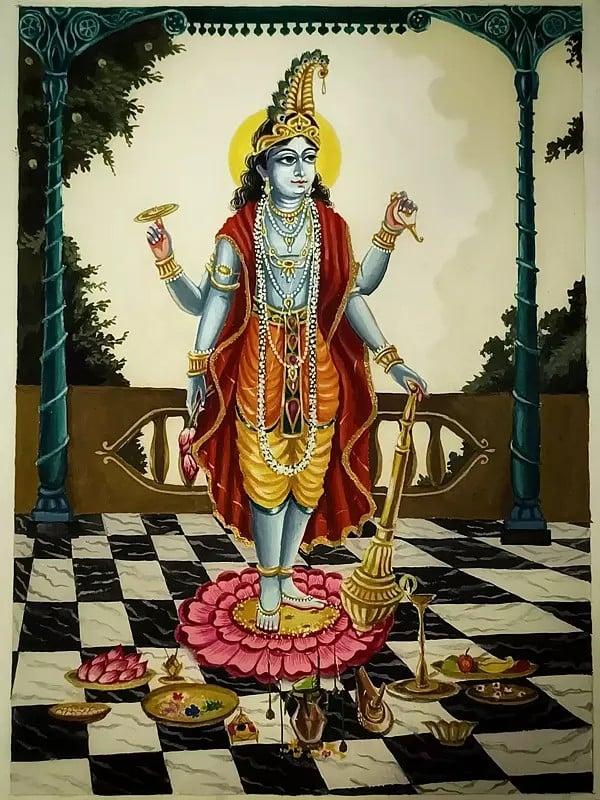 exotic india Lord Vishnu In Divine Grace | Acrylic On Canvas | By Debasish Mazumder 