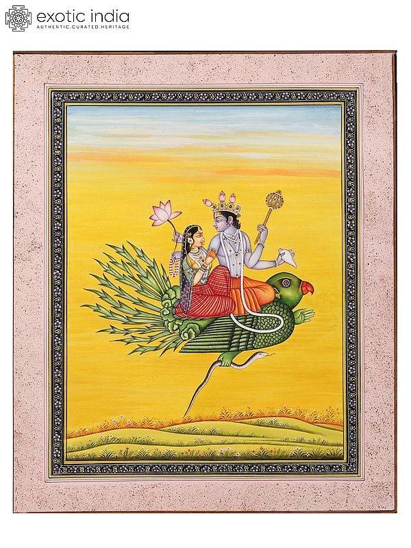 exotic india Lord Vishnu with Goddess Lakshmi on Garuda