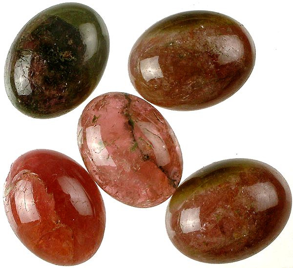 exotic india Lot of Five Tourmaline Cabochons | Round Shapes Tourmaline Gemstones 
