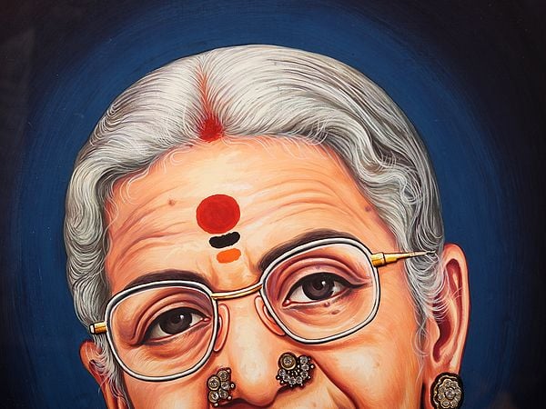 Exotic India M. S. Subbulakshmi Framed Tanjore Painting