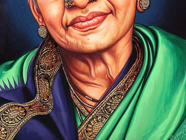 Exotic India M. S. Subbulakshmi Framed Tanjore Painting