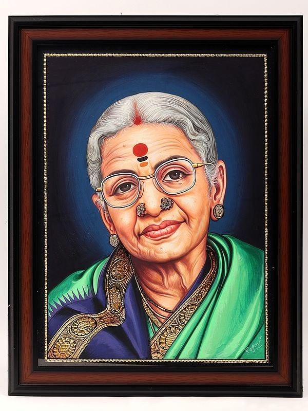 exotic india M. S. Subbulakshmi Framed Tanjore Painting 