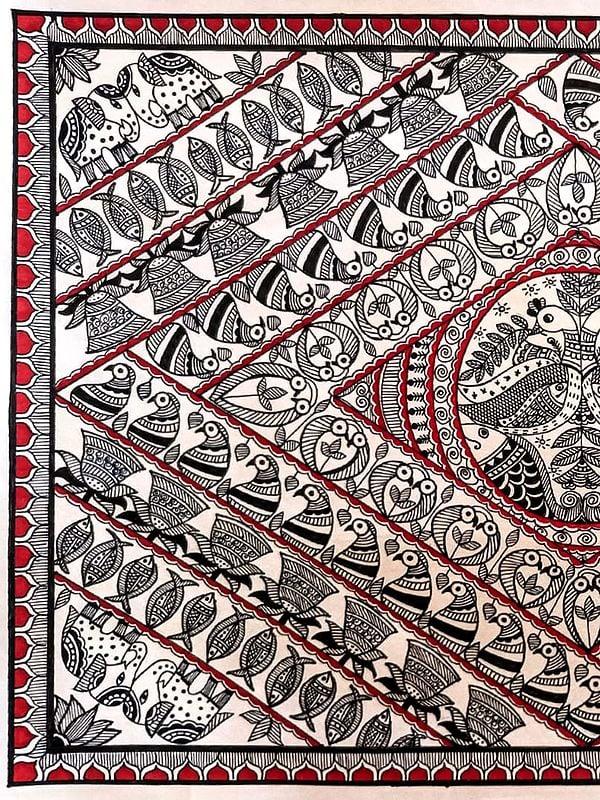Exotic India Madhubani Intricate Godna Painting | Fineliners On Paper | By Ruchi