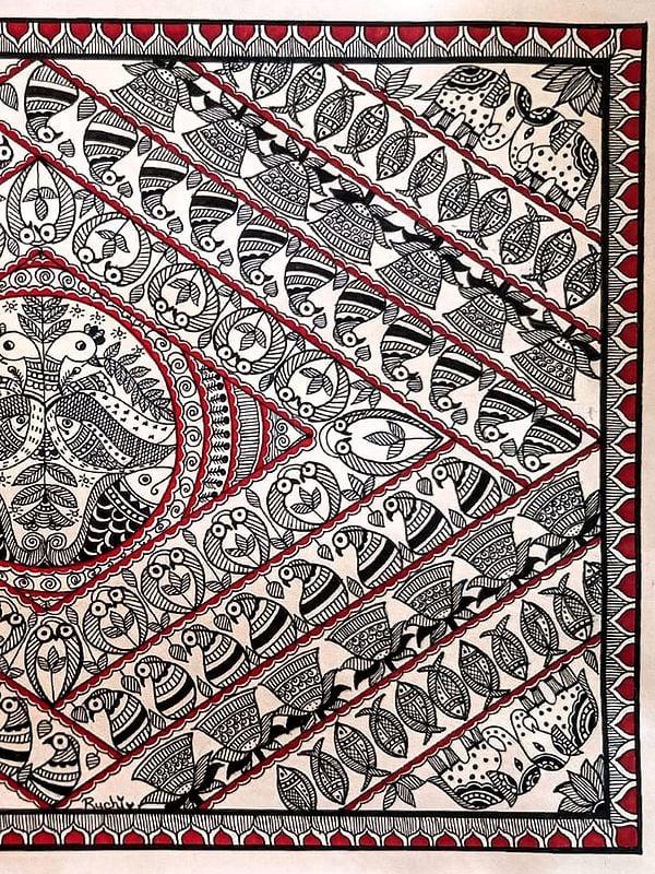 Exotic India Madhubani Intricate Godna Painting | Fineliners On Paper | By Ruchi