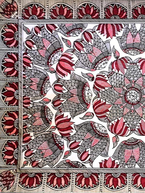 Exotic India Madhubani Lotus And Matsya Raas | Fineliners And Alcohol Markers On Paper | By Ruchi