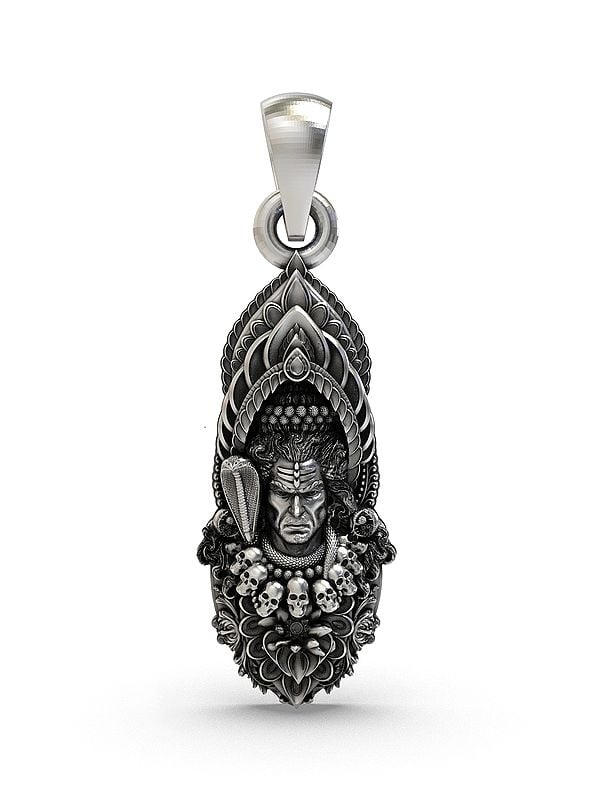 exotic india Mahadev (Lord Shiva) Sterling Silver Pendant 