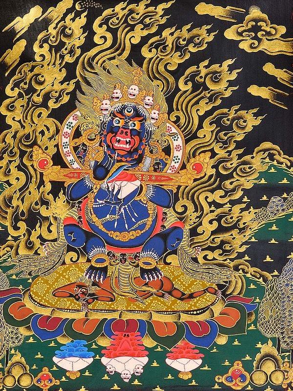 exotic india Mahakala Panjaranatha (Lord of the Pavilion) -Tibetan Buddhist | Hand-Painted | Made In Nepal 