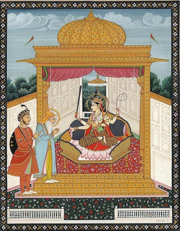 exotic india Maharaja Ranjit Singh Worshipping Devi 
