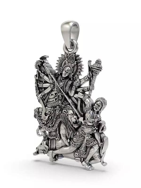 Exotic India Mahishasura Mardini Form Of Goddess Durga Pendant 
