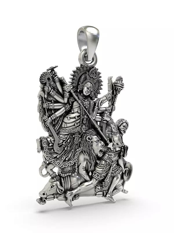 Exotic India Mahishasura Mardini Form Of Goddess Durga Pendant 