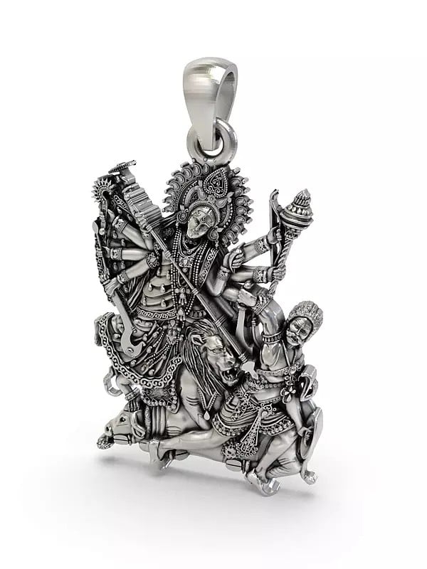 Exotic India Mahishasura Mardini Form Of Goddess Durga Pendant 