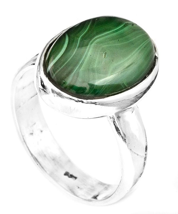 exotic india Malachite Oval Ring | Sterling Silver Jewelry 