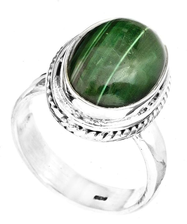 exotic india Malachite Oval Ring | Sterling Silver Jewelry 