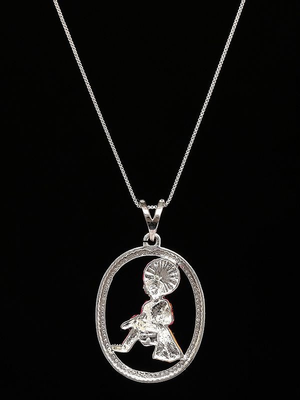 Exotic India Mama Dev Enamel Sterling Silver Pendant 