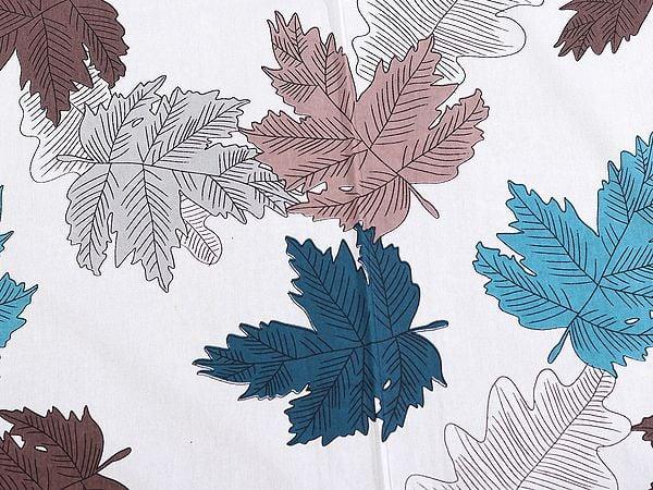 Exotic India Maple Leaf Printed Cotton Queen Size Bedsheet With Two Pillow Cover 