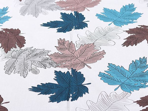 Exotic India Maple Leaf Printed Cotton Queen Size Bedsheet With Two Pillow Cover 