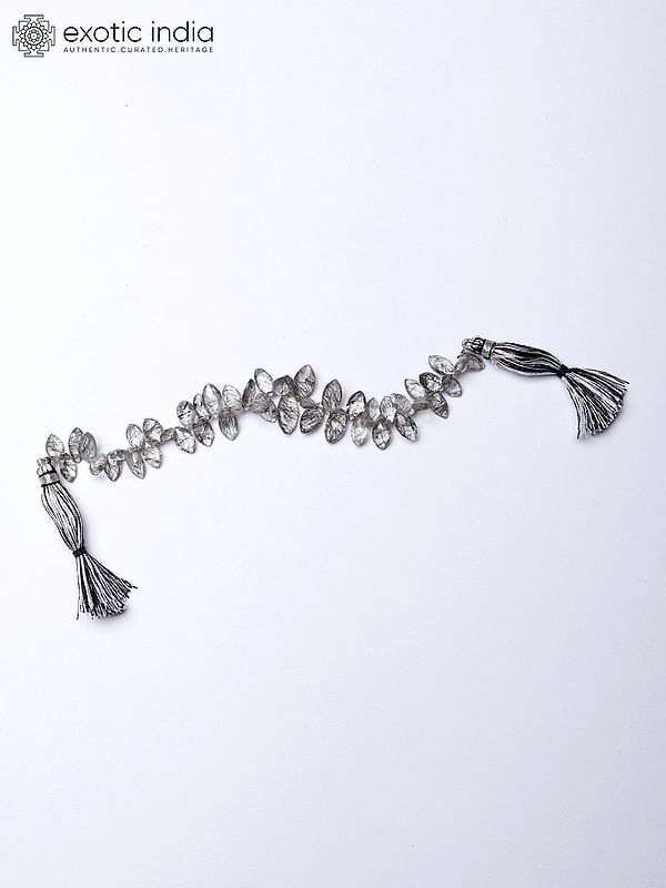 Exotic India Marquise Cut Black Rutile Quartz Beads (Price Per String) 