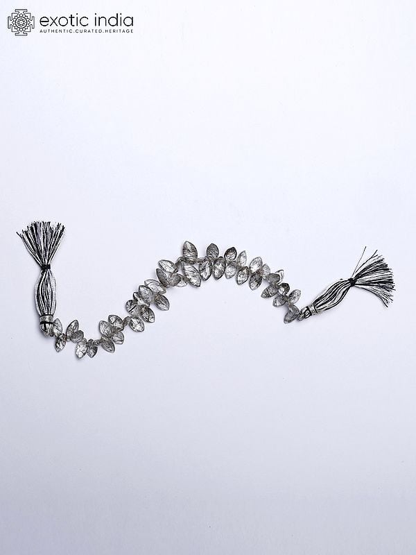 Exotic India Marquise Cut Black Rutile Quartz Beads (Price Per String) 