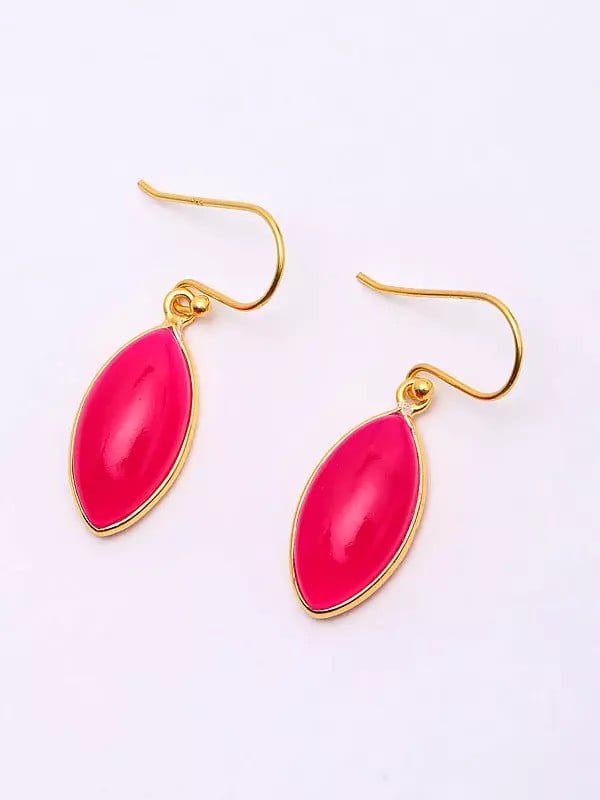 Exotic India Marquise Cut Pink Fuchsia Chalcedony Earrings 