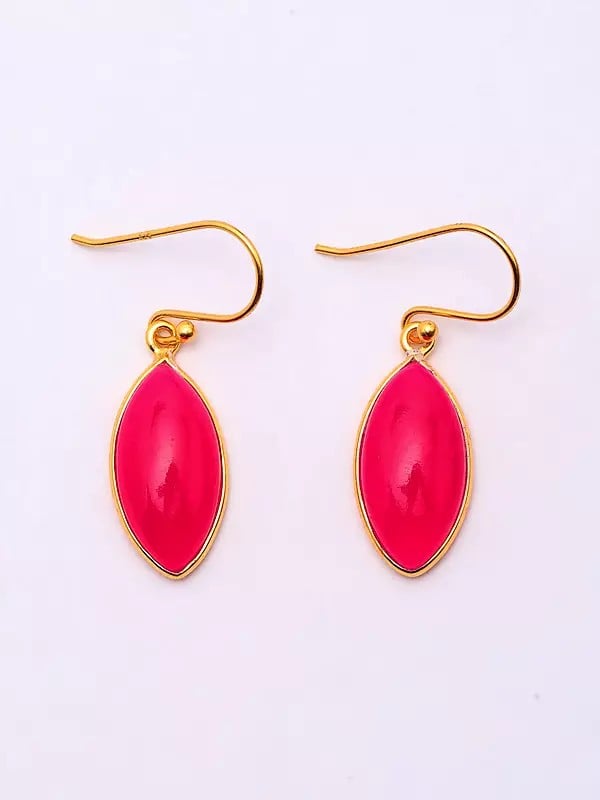 exotic india Marquise Cut Pink Fuchsia Chalcedony Earrings 