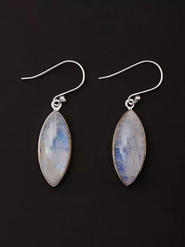 exotic india Marquise Cut Rainbow Moonstone Earrings 