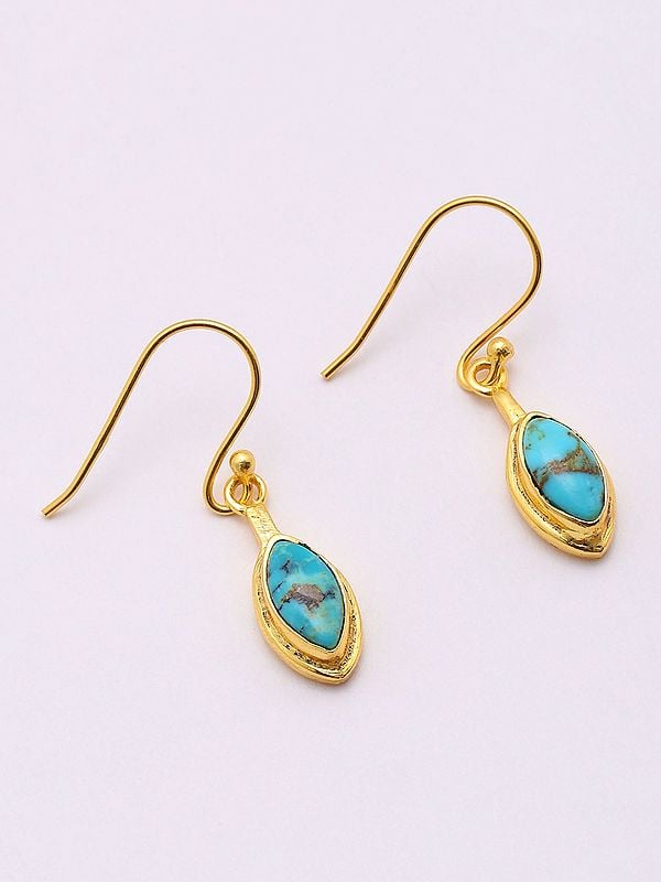 Exotic India Marquise Cut Tibetan Turquoise Earrings