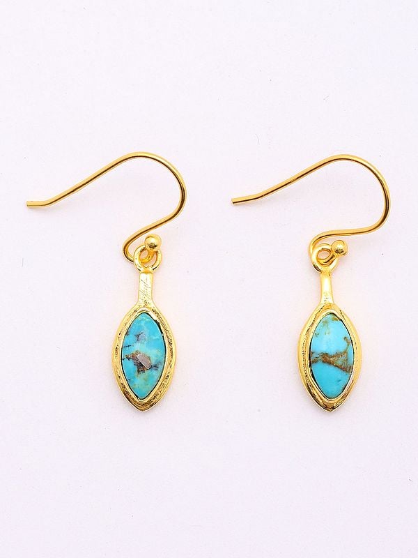 Exotic India Marquise Cut Tibetan Turquoise Earrings