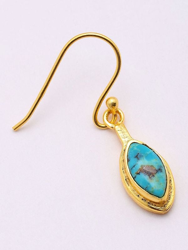 Exotic India Marquise Cut Tibetan Turquoise Earrings