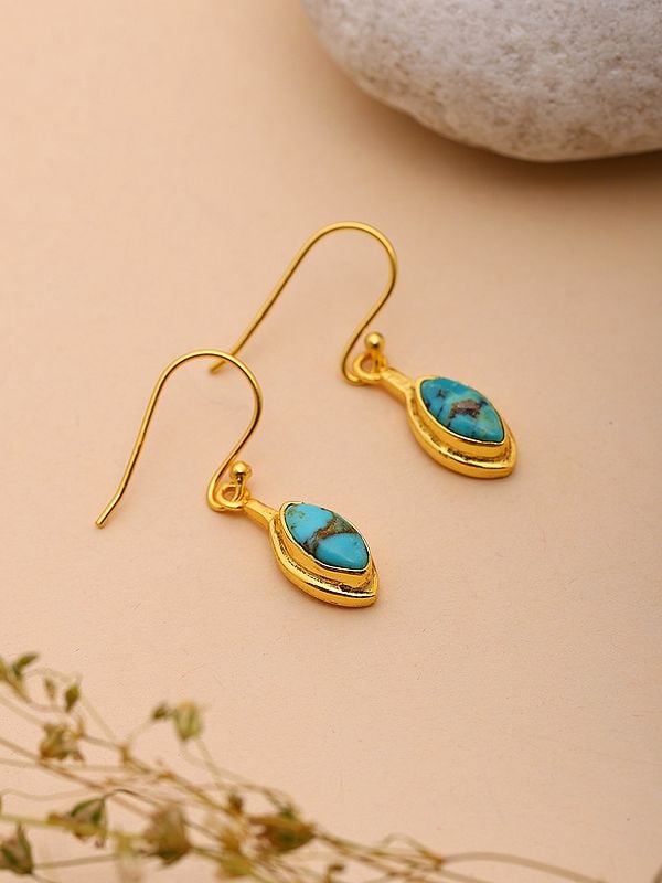 exotic india Marquise Cut Tibetan Turquoise Earrings 
