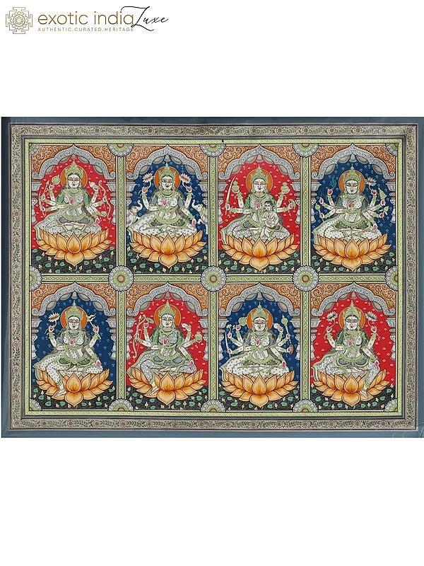 exotic india Masterpiece of Ashtalakshmi - Eight Forms of Goddess Lakshmi 