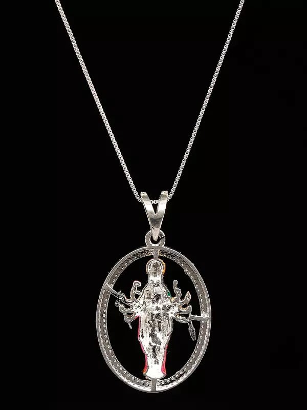 Exotic India Mata Sadhi Form Of Goddess Durga Oval Shape Pendant (Rare Goddess Of India) 