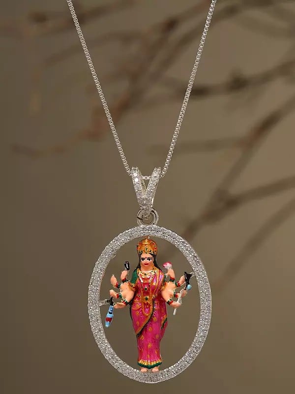 Exotic India Mata Sadhi Form Of Goddess Durga Oval Shape Pendant (Rare Goddess Of India) 