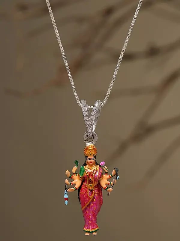 Exotic India Mata Sadhi Special Divine Form Of Goddess Durga Pendant (Rare Goddess Of India) 