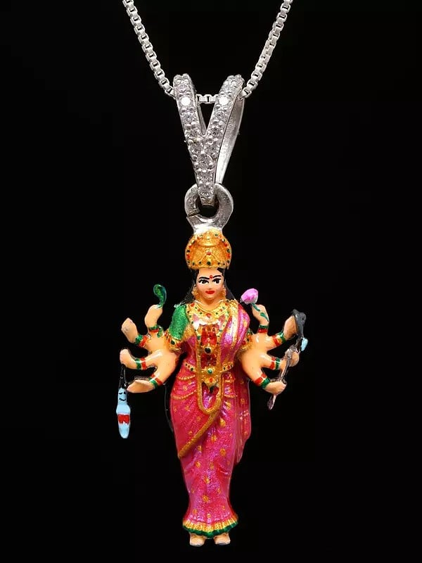 exotic india Mata Sadhi Special Divine Form of Goddess Durga Pendant (Rare Goddess of India) 