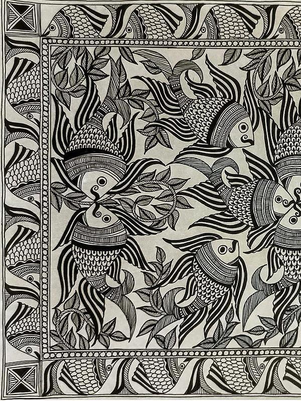 Exotic India Matsya Raas Madhubani Painting | Fineliners On Paper | By Ruchi 