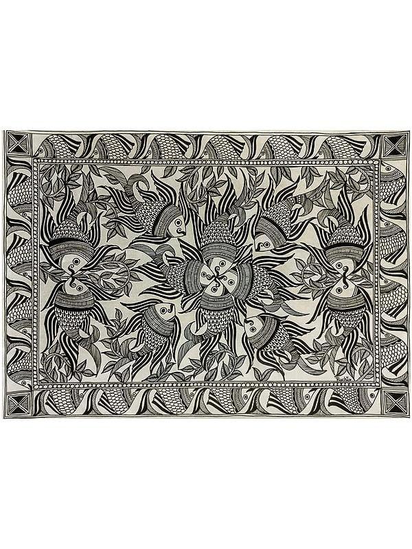 exotic india Matsya Raas Madhubani Painting | Fineliners On Paper | By Ruchi