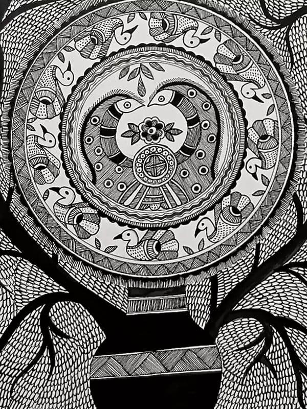 Exotic India Matsya Rass Madhubani Painting | Acrylic On Handmade Paper | By Pallavi 