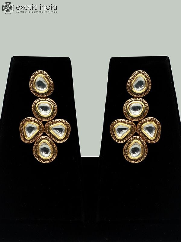 Exotic India Matte Finish Triple Layer Necklace Set With Beautiful Earrings