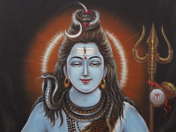 Exotic India Meditating Lord Shiva | Framed Oil Painting 