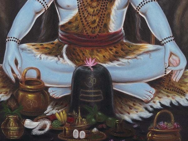Exotic India Meditating Lord Shiva | Framed Oil Painting 