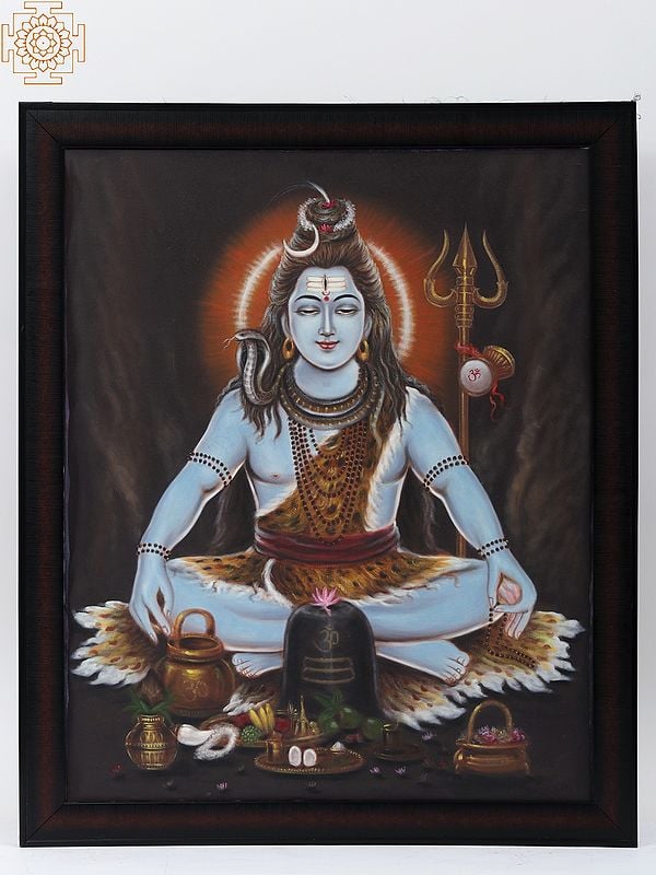exotic india Meditating Lord Shiva | Framed Oil Painting 