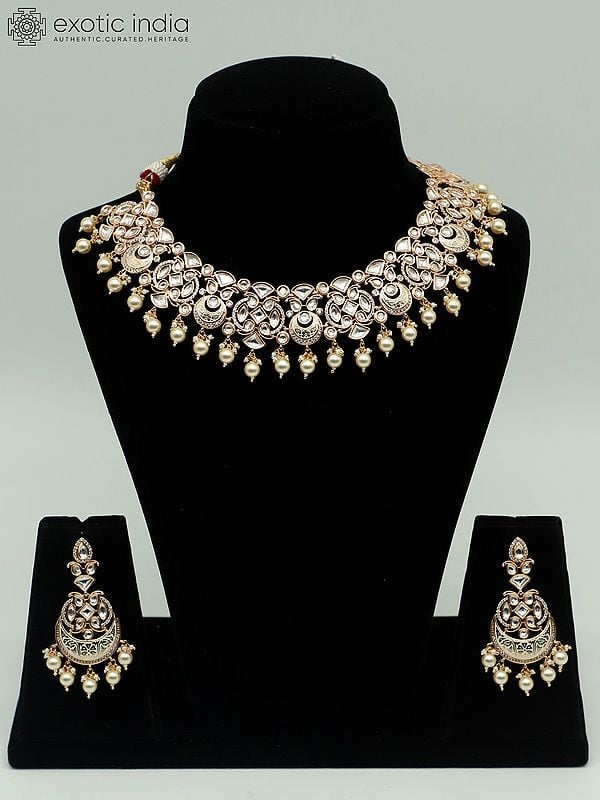 exotic india Meenakari Brass Necklace Set With Beads And Stunning Earrings For Wedding 